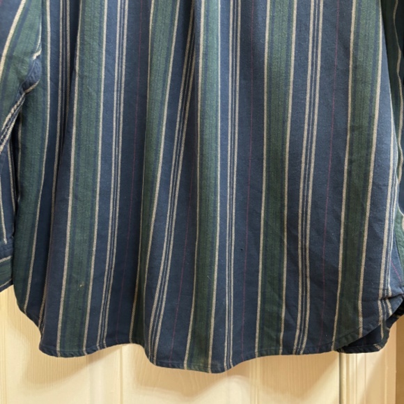 Duckhead Men’s Striped Flannel Button Down Navy Blue Green Vintage 90s Y2K XL - Picture 11 of 13
